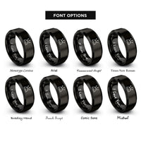 font options for inside engraving on black pin cushion rings