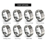 font options for inside engraving on grey pin cushion rings
