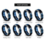 font options for inside engraving on blue & silver pin header rings