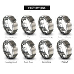 font options for inside engraving on silver pin header rings