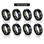 font options for inside engraving on gunmetal & blue pin header rings
