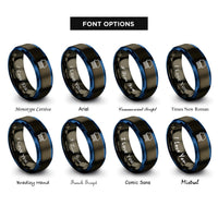 font options for inside engraving on gunmetal & blue pin header rings