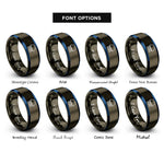 font options for inside engraving on gunmetal & blue pin header rings