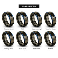 font options for inside engraving on gunmetal & blue pin header rings