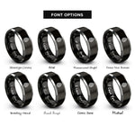 font options for inside engraving on black & grey pine cone rings