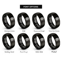 font options for inside engraving on black pine cone rings