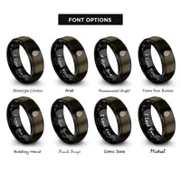 font options for inside engraving on gunmetal & black pine cone rings