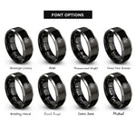 font options for inside engraving on black & gray pine forest circle rings