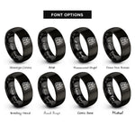font options for inside engraving on black pine forest silhouette rings