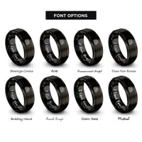 font options for inside engraving on black pine forest silhouette rings
