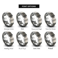 font options for inside engraving on grey pine forest silhouette rings