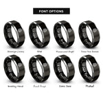 font options for inside engraving on black & grey pine reflection rings