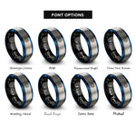 font options for inside engraving on black & blue & gray pine trees rings