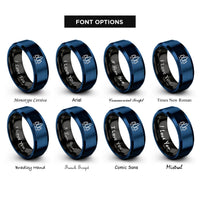 font options for inside engraving on black & blue pine trees rings
