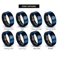 font options for inside engraving on black & blue pine trees rings