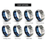 font options for inside engraving on blue & grey pine trees rings