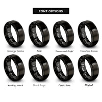 font options for inside engraving on black pineapple rings