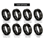 font options for inside engraving on black pineapple rings