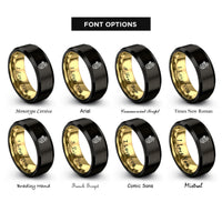 font options for inside engraving on black & gold pineapple drink rings