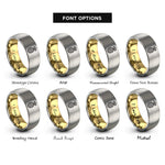 font options for inside engraving on gold & silver pineapple rings