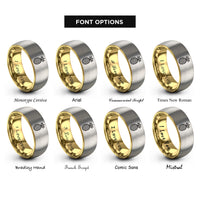 font options for inside engraving on gold & grey pineapple rings