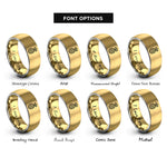 font options for inside engraving on gold & silver pineapple rings