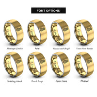 font options for inside engraving on gold & silver pineapple rings