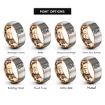font options for inside engraving on rose gold & grey pineapple rings
