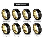 font options for inside engraving on black & gold pineapple slice rings
