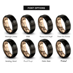 font options for inside engraving on black & rose gold pineapple slice rings