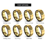 font options for inside engraving on black & gold pinecone rings