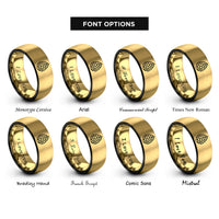 font options for inside engraving on black & gold pinecone rings