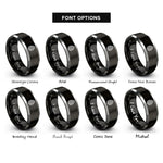 font options for inside engraving on black & grey pinecone rings