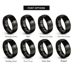 font options for inside engraving on black pinwheel rings