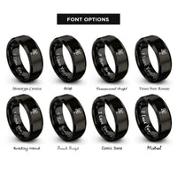font options for inside engraving on black pinwheel rings