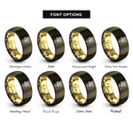 font options for inside engraving on gunmetal & gold pinwheel rings