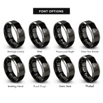 font options for inside engraving on black & silver pipe array rings