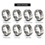 font options for inside engraving on silver pipe array rings