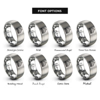 font options for inside engraving on silver pipe array rings