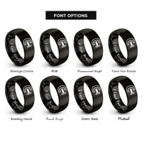 font options for inside engraving on black pipe clamp rings