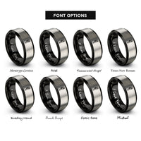 font options for inside engraving on black & gray pipe wrench rings