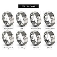 font options for inside engraving on grey pipeline rings