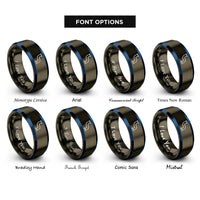 font options for inside engraving on gunmetal & blue pipeline rings