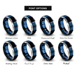 font options for inside engraving on blue & gray pipette dropper rings