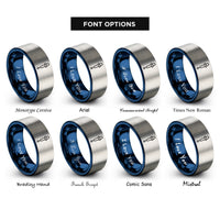 font options for inside engraving on blue & gray pipette dropper rings