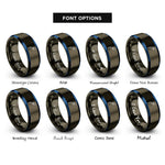 font options for inside engraving on gunmetal & blue pipette dropper rings