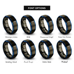font options for inside engraving on gunmetal & blue pipette dropper rings