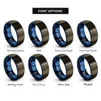 font options for inside engraving on gunmetal & blue pipette dropper rings