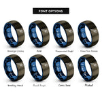 font options for inside engraving on gunmetal & blue pipette rings