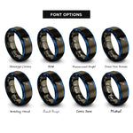 font options for inside engraving on gunmetal & blue pipette rings